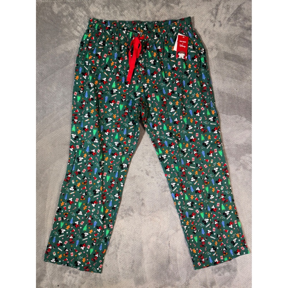 Old Navy x Disney Mickey Minnie Holiday Flannel Pajama Pants Women's Large NEW